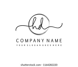 H D Initial handwriting logo vector