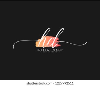 H D Initial handwriting logo vector
