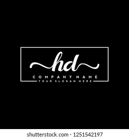 H D Initial handwriting logo vector