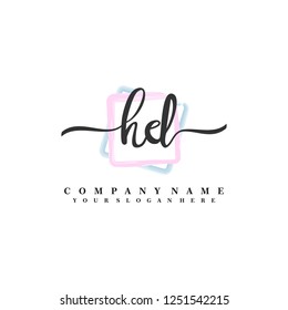 H D Initial handwriting logo vector