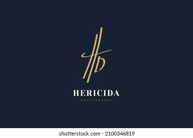 Diseño de logotipo inicial H y D con estilo de escritura a mano. Logotipo o símbolo de firma HD para la identidad empresarial