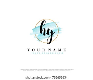 H D Initial water color logo template vector