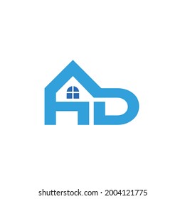 H and D letter logo with building icon - Real estate logo