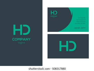 H & D Letter logo design element with Business card
