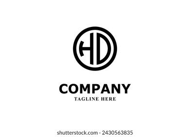 h and d letter logo inside circle