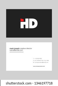 H D letters Joint logo icon with business card vector template.