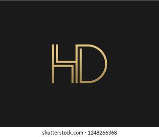 H D Unique Minimal Style golden and black color initial based logo