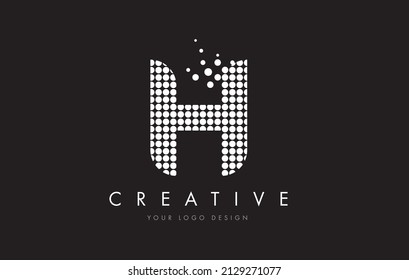 H Dots Letter Logo Design with White Bubble Circles and Swoosh