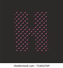 H dotted vector alphabet letter isolated on black background