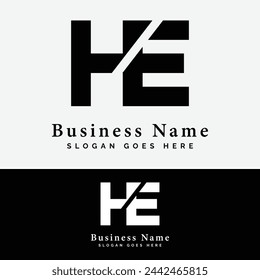 H, E, HE letter Logo Design. Alphabet HE initial logo vector Illustration