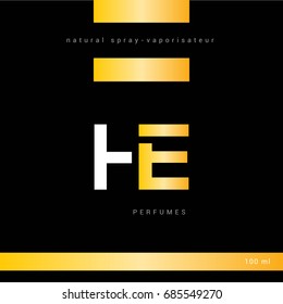 H E joint letter logo with packaging design template