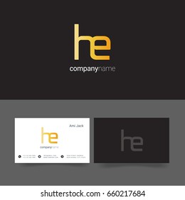 H E joint logo vector with business card template