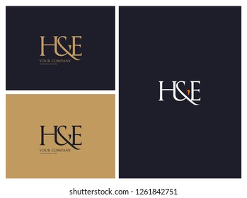 H & E letters Joint logo icon vector template.
