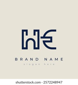 H and E logo design. HE abstract Letters Logo Monogram. This logo design is the process of creating a visual symbol that represents a brand, company, or individual.