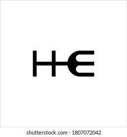 H E logo design vector sign