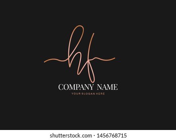 H F HF Initial handwriting logo design with circle. Beautiful design handwritten logo for fashion, team, wedding, luxury logo.