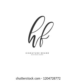 H F HF Initial letter handwriting and  signature logo concept design