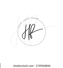 H F HF Letra inicial manuscrita y logotipo de la firma.	
