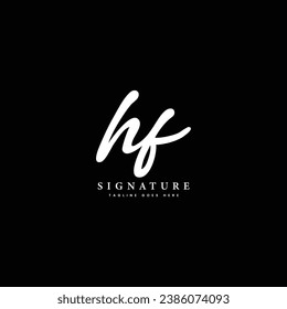 H, F, HF Initial letter handwritten and signature vector image logo