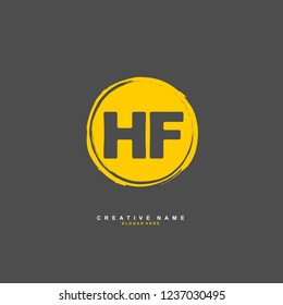 H F HF Initial logo template vector. Letter logo concept