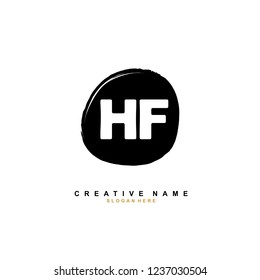 H F HF Initial logo template vector. Letter logo concept