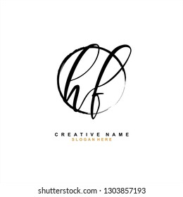 H F HF Initial logo template vector. Letter logo concept