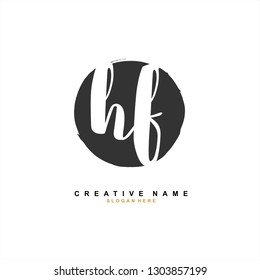H F HF Initial logo template vector. Letter logo concept
