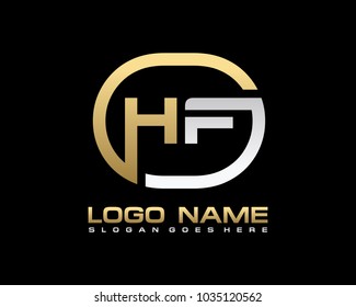 H F Initial circle logo template vector