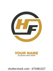 H F initial circle logo template vector