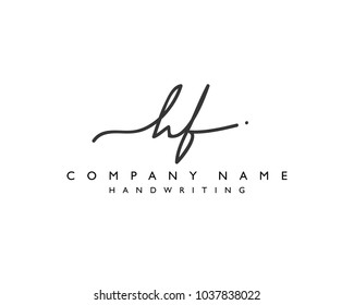 H F Initial handwriting logo