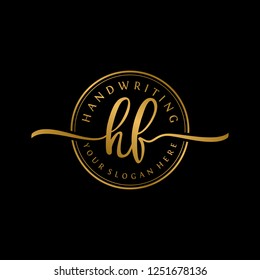 H F Initial handwriting logo vector