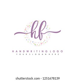 H F Initial handwriting logo vector