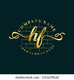 H F Initial handwriting logo vector