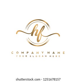 H F Initial handwriting logo vector