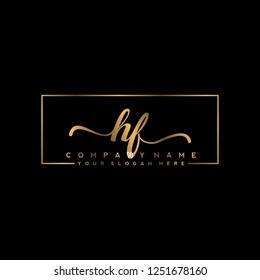 H F Initial handwriting logo vector