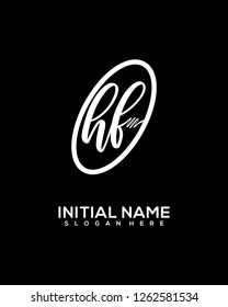 H F Initial Handwriting Logo Template Vector