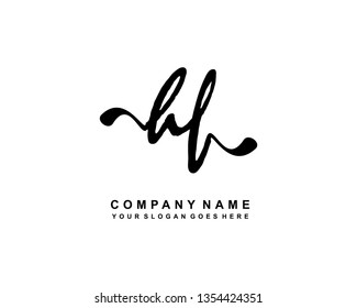 H F Initial Handwriting Logo Template