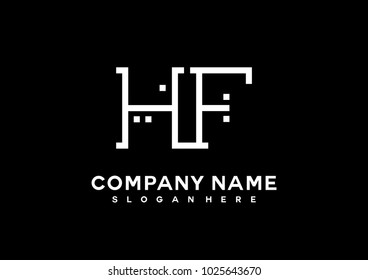 H F initial logo template vector