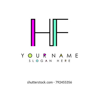 H & F initial minimalist logo template vector
