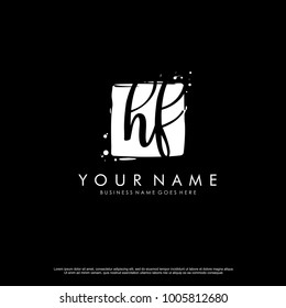 H F initial square logo template vector