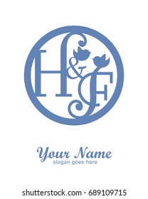 H F initial wedding decorative logo template