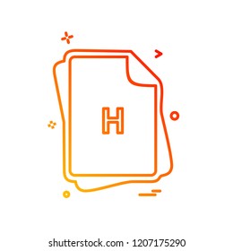 H file type icon design vector