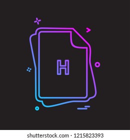 H file type icon design vector