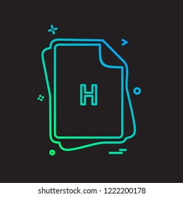H file type icon design vector