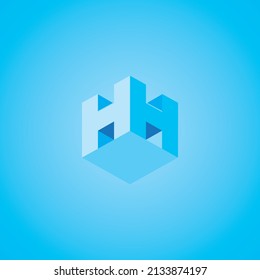 DISEÑO DE logotipos H FLAT con colores de degradados