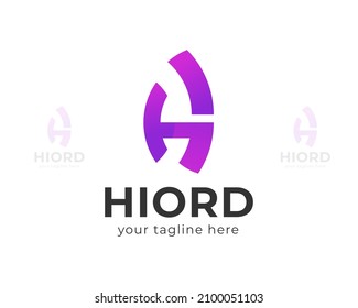 h flat minimalist business logo design