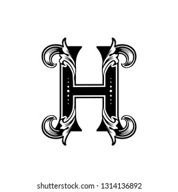 H Floral Monogram Vector - Vector