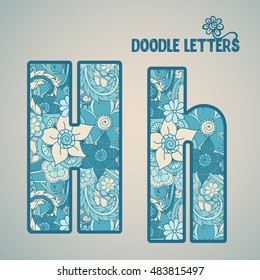 H, Flower letter isolated. Vector illustration