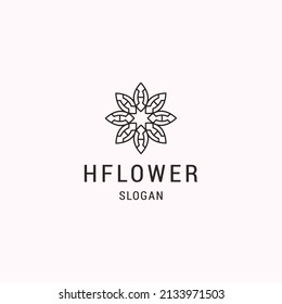Plantilla de diseño de iconos del logotipo de la flor H