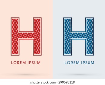 H, Font, Concept  Hot and Cool, Wire Mesh, steel, net, graphic vector.